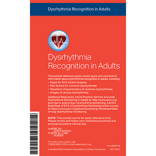 AACN Dysrhythmia Recognition in Adults Pocket Reference Card AACN